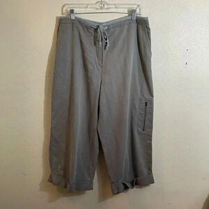 LT Modern Perspectives Size 16 Khaki  Green Crop Pants Zippered Pocket on Leg